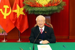 總書記、國家主席阮富仲致電給老撾總書記、總理通倫‧西蘇里。（圖源：越通社）