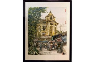 人民藝人張路畫作《昔日堤岸平西街市一隅》。