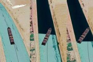 “長賜”號進入蘇伊士運河至擱淺全過程。（圖源：互聯網）