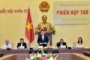 國會主席王廷惠(中)在會議上致開幕詞。（圖源：VGP）