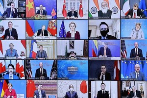 越南國家主席阮春福以視頻方式出席領導人氣候峰會開幕式。（圖源：越通社）