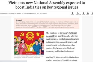 登羅伊‧喬杜里記者有關越南國會選舉的文章在印度《經濟時報》網站刊登屏幕截圖。（圖源：網站截圖）