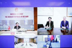 視頻會議現場屏幕。（圖源：VGP）