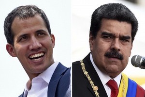 委內瑞拉反對派領袖瓜伊多（左）與現任總統馬杜羅（右）。（圖源：AFP）