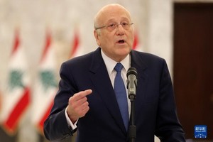 9月10日，黎巴嫩候任總理米卡提在黎巴嫩總統府巴卜達宮會見記者。 （圖源: 新華社）