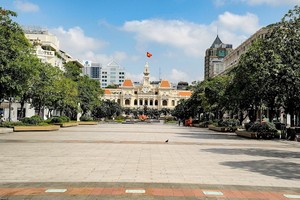 疫情期間的阮惠步行街清冷無人。（示意圖源：互聯網） 