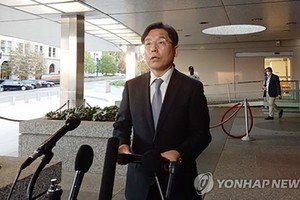 韓外交部韓半島和平交涉本部長魯圭悳在朝核問題磋商韓美首席代表會議結束後發表磋商結果。（圖源：韓聯社） 