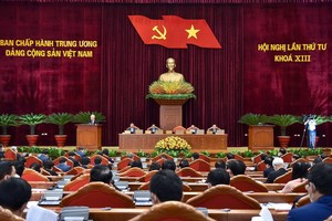 黨十三屆四中全會會議現場。（圖源: 越通社）