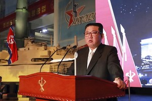 圖為朝鮮最高領導人金正恩10月11日在平壤講話。（圖源：AP）