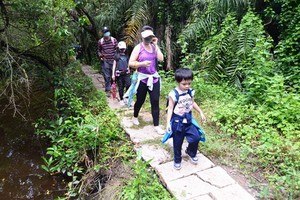 一家４口在芹耶縣旅遊。