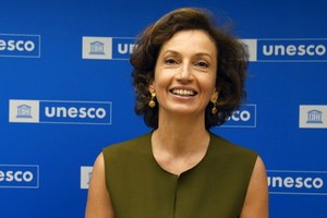 阿祖萊獲得155票，高票連任教科文組織總幹事。（圖源：AP）