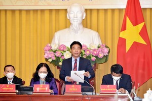 國家主席辦公廳副主任范清河（右二）在新聞發佈會上發言。（圖源：VGP）