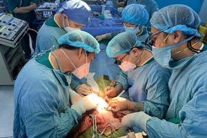 手術團隊為病童進行肝臟移植手術。（圖：院方提供）