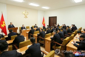 圖為統一戰線部部長金英哲正在發言。 （圖：韓聯社/朝中社）