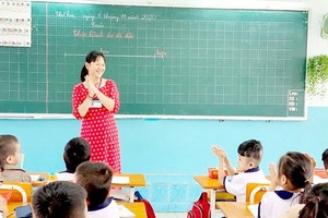 平盛郡藍山小學生在2019-2020學年的一堂實體課。