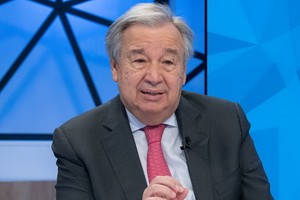 古特雷斯秘書長向世界經濟論壇上發表講話。（圖：聯合國）