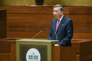 公安部長蘇霖大將在國會議場上發言。（圖：國會）