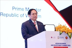 范明政總理在二〇二二年東盟商務與投資峰會上發表講話。（圖：越通社）
