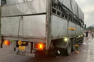 在富安省裘河市發生的嚴重交通事故現場，導致３母子當場死亡。（公安機關提供。）