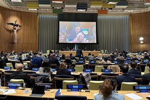 《全球数字契约》(GDC)政府间第一次非正式磋商会议现场。（图：越通社）