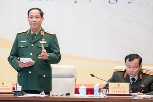 国会副主席陈光方上将在会上发言。（图：英芳）