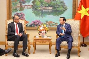 政府副总理陈红河（右）接见汇丰银行亚太区联席首席执行官苏伦德拉‧罗莎。（图：越通社）