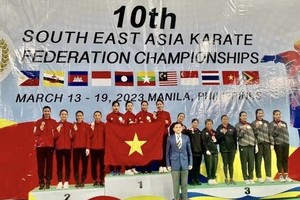 越南队在2023年东南亚空手道锦标赛名列首位。（图：互联网）