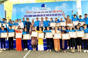 各代表与获表彰典范民族青年合照。