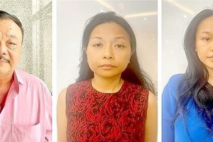 从左至右分别为陈贵清、陈鸳芳、陈玉碧。