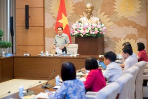 国会常务副主席陈清敏（站）主持会议。（图：国会）