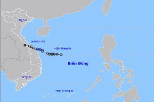 热带低气压的移动方向。（图：nchmf.gov.vn）