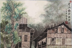  蔡忠书画作品欣赏——云山缭绕故乡情