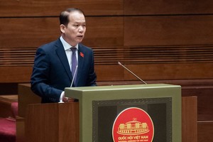 国会法律委员会主任黄青松在会议上发言。（图：周宇）