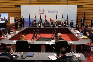 七国集团（G7）贸易部长会议10月29日通过了对“经济胁迫”蔓延表示担忧的联合声明后闭幕。（图：共同社）