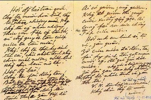 胡志明主席书写的《全国抗战号召书》。 （资料图）