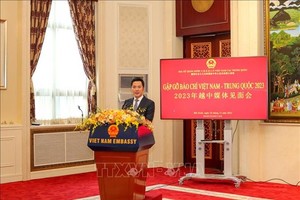 越南驻华大使宁成功在见面会上发表讲话。（图：越通社）