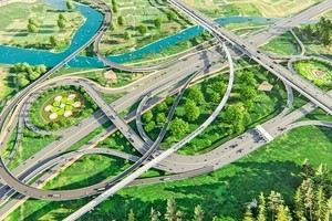 环市三路经过本市路段配景图。此项目是本市在2023-2024年集中开展的大型交通项目。