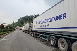 目前谅山省的集装箱货物往来运输通关活动仍依照传统方式解决。（图：文福）