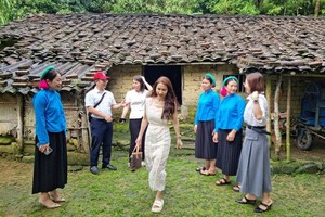 广宁仙燕大翊乡古老的房子吸引游客。