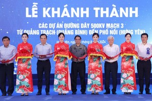 政府总理范明政出席500千伏第3段输电线项目落成仪式。（图：曰钟）