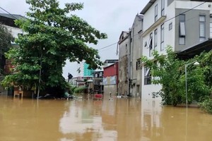 9月10日上午，老街省老街市被洪水淹没。（图：越通社）