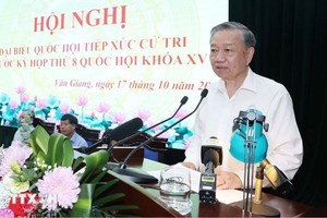 党中央总书记、国家主席苏林在与选民接触会上发表讲话。（图：越通社）