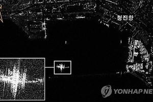 图为国情院发布的有关俄罗斯舰艇在朝鲜清津港活动的卫星图像。 （图：韩联社）