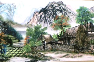 何丽华书画作品欣赏——山区风景