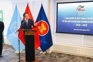 越南常驻美国纽约联合国代表团，越南外交部副部长杜雄越通知越南再次竞选2026-2028年阶段联合国人权理事会成员。（图：越通社）