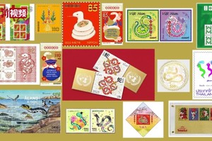 世界各地蛇年生肖邮票图案亮相啦！