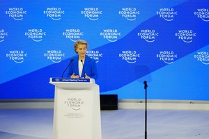 欧盟委员会主席乌尔苏拉·冯德莱恩在达沃斯发表特别演讲。（图：WEF2025）