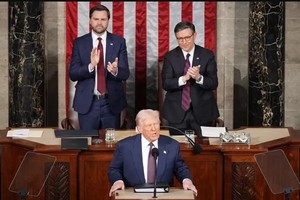 美国总统特朗普于国会众议院举行的联席会议上发言。（图：互联网）