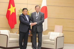 越南政府副总理阮志勇会见日本首相石破茂。（图：越通社）