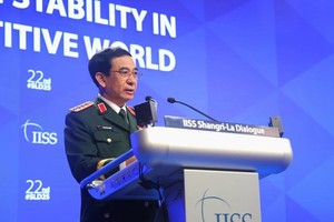 越南国防部长潘文江大将在对话会上发言。（图：越通社）